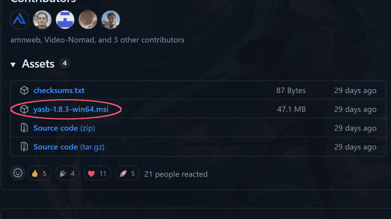 yasbインストーラの取得