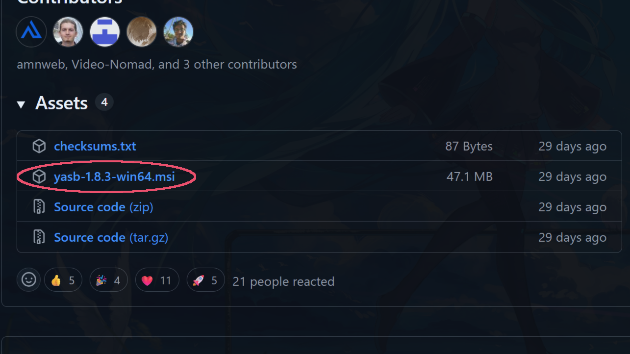 yasbインストーラの取得